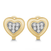 Sterling Silver GP Matte Heart with Center CZ Huggie Earrings